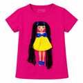 Pink T-Shirt Black Hair Doll - Clean Background
